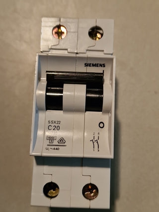 Siemens 5SX22 C20 Leitungsschutzschalter | Sicherungsautomat | 2-polig | 20A0