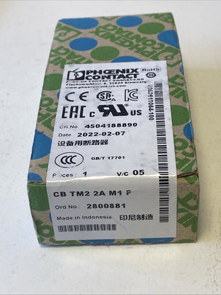 Phoenix Contact 2800881 CB TM2 2A M1 P RCCB thermal 250 V AC 2 A 1 pc0