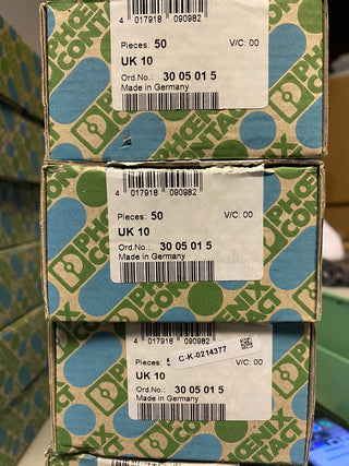 50x Phoenix Contact UK 10 3005015 Durchgangsreihenklemme neu1