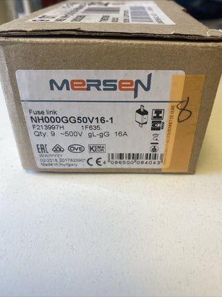 Mersen NH 000/C00 Sicherung 16A 500V gG 1F635 8St neu o. OVP0