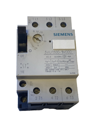 Siemens Motorschutzschalter 3VU1300-1MJ00 (2,4 - 4,0 A) – Gebraucht4