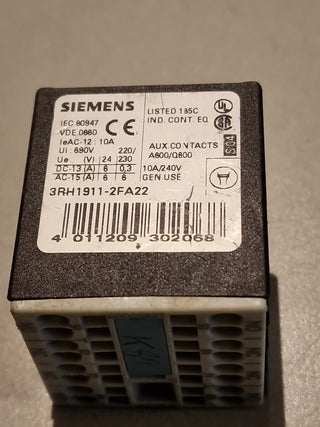 5x Siemens 3RH1911-2FA22 Hilfsschalterblock Federzug 2NO+2NC 4-polig Gebraucht5