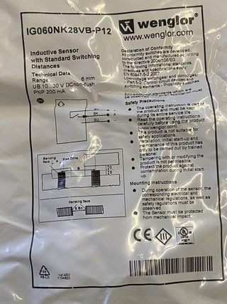 Neue Wenglor IG060NK28VB-P12 Induktiver Sensor mit Standard-Abstände versiegelt0