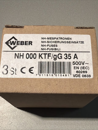 WEBER NH Sicherung Sicherungseinsatz Gr.000 KTF 35 A 500 V0