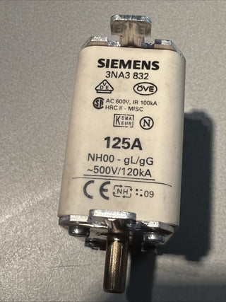 1x Siemens 3NA3832 Sicherungseinsatz 125A 500V 3NA3 8320