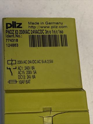 Pilz PNOZ X3 774318 Sicherheitsrelais Not-Aus Schutztüre 230VAC 24VDC geprüft