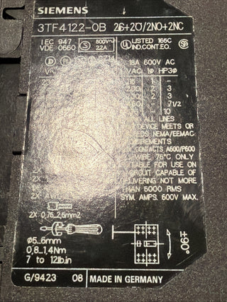 SIEMENS 3TF41 3TF4122-0B 3TF41220B6