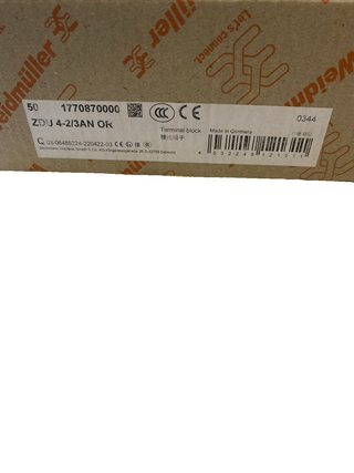 22x Weidmüller Durchgangs-Reihenklemme ZDU 4-2/3AN OR (1770870000) – NEU