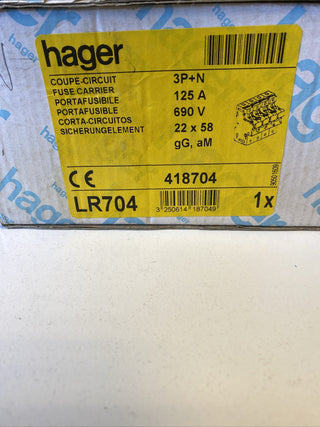 Hager LR704 Zylindersicherungs-Lasttrennschalter – 4-polig, 125A, NEU1