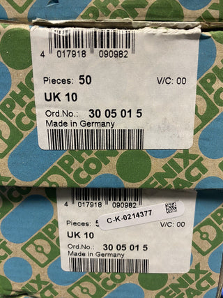 50x Phoenix Contact UK 10 3005015 Durchgangsreihenklemme neu0