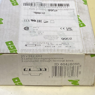 25x WAGO 3-Leiter-Durchgangsklemme 282-684 blau 6mm² NEU1