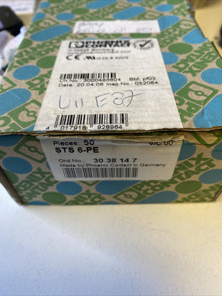 50x Phoenix Contact 3038147 Zugfeder-Schutzleiterklemme STS 6-PE STS6PE2