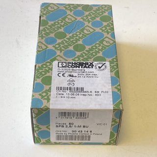 50x Phoenix Contact SPB 2,5/ 1-M BU Klemmenstecker (3043145) – Blau – NEU & OVP