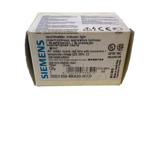 SIEMENS 3SB3652-6BA20-0CC0 KONTROLLLEUCHTE, 22MM, RUND, METALL, ROT, LINSE,0