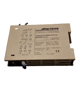 Martens Elektronik MU500L-51-5 Temperaturmessumformer | Pt100 auf 0-10V / 4-20mA0