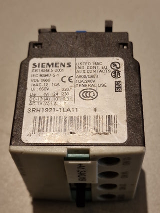 Siemens 3RH1921-1LA11 Hilfsschalterblock Hilfsschütz 1NO+1NC S0-S12 Gebraucht5