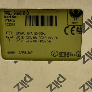 PILZ PNOZ 1 ID-NR. 475600 NOT-AUS Schaltgerät 24 VAC 3S / 1Ö2