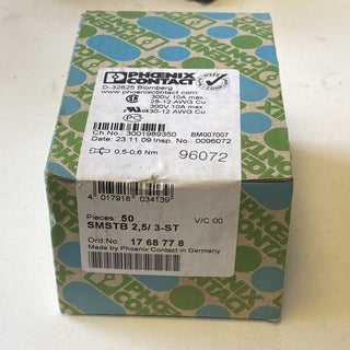 50x Phoenix Contact 1768778 SMSTB 2,5/ 3-ST Leiterplattenstecker 3-polig 5mm NEU