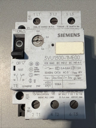 Siemens 3VU1300-1ME00 Leitungsschalter Motorschutzschalter ,415V-690V0