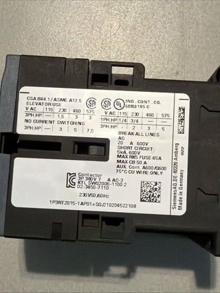 Siemens SIRIUS Leistungsschütz 3RT2015-1AP01 – Baugröße S00, 3kW, 230V AC2