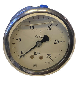 NEU Manometer waagerecht (CrNi/Ms) Ø 100mm, 0-25 bar | G 1/2" Edelstahl/Messing0