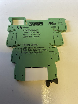 1x Phoenix Contact PLC-BSC-230UC/21 Relaissockel 230V 2966045 Schraub NEU o.OVP1