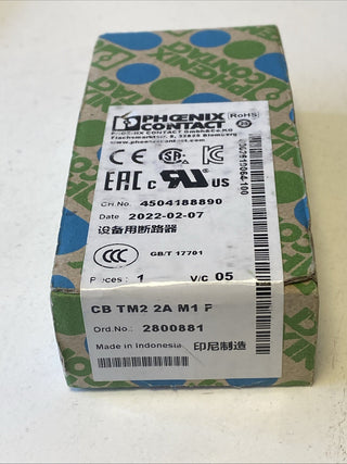 Phoenix Contact 2800881 CB TM2 2A M1 P RCCB thermal 250 V AC 2 A 1 pc1
