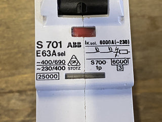 ABB GHS7015001R0599 S701-E63 Hauptleitungsschutzschalter 1polig0