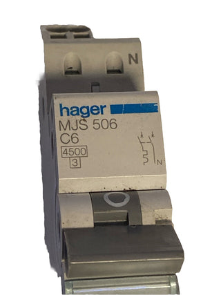 Hager Leistungsschalter / 1-polig + Neutralleiter, C6A / MJS5063