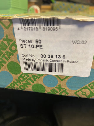 50x Phoenix Contact ST 10-PE (3036136) Schutzleiter-Reihenklemme – NEU0