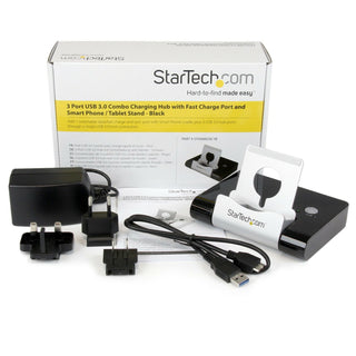 StarTech.com 3-Port USB 3.0 Hub (ST4300U3C1B) mit Schnellladeanschluss & Tablet-0