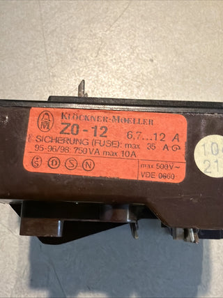 Option 1: Klöckner Moeller ZO-12 Bimetall-Überlastrelais Motorschutzrelais Z0-120