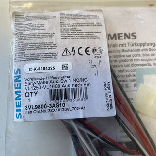 Siemens 3VL98003AS10 VL1250, VL1600, Kit für führende Hilfsschalter 1 Co-Kontakt1