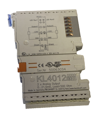 Beckhoff KL4012-0011 Analogausgabe 2-fach 0-21,5 mA  Last <500 Ohm 0