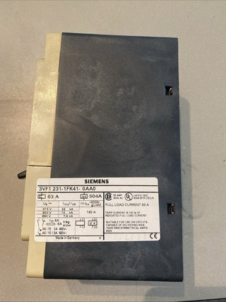 Siemens 3VF1231-1FK41-0AA0 Kompaktleistungsschalter MCCB 3-polig 63A