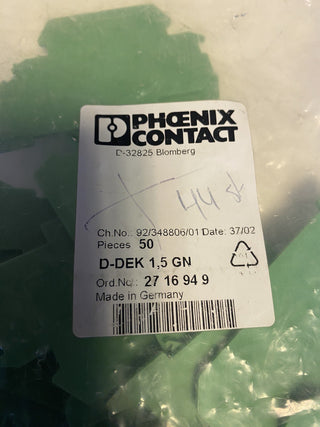 44x Phoenix Contact D-DEK 1,5 GN Abschlussdeckel 2716949 Deckel grün DEK-REL Neu1