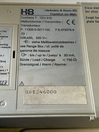 Hartmann & Braun Contrans T TEU 315 Messumformer | H&B ABB | Gebraucht