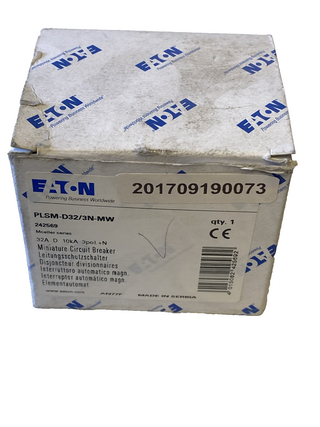 Eaton PLSM-D32/3N-MW Leitungsschutzschalter 32A Char. D 10kA 3P+N (242569) – NEU2