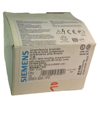 10x Siemens SIRIUS 3SB3420-1PE Lampenfassung LED weiß 24V AC/DC – NEU & OVP0