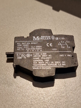 5xKlöckner Moeller Kontaktelement EC20 ,10 A 600 VAC 250VDC 1NO+1NO0