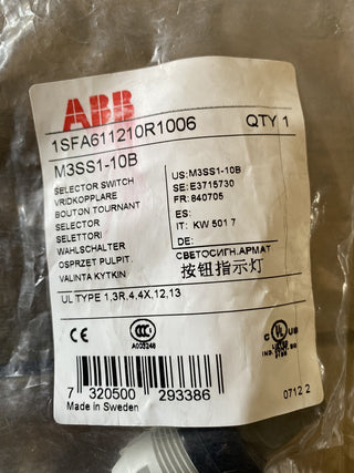 ABB Stotz-Kontakt M3SS1-10B , Wahlschalter-Vorsatz schwarz, 3 Stellungen, kurzer3