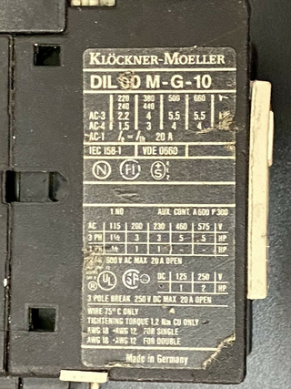 MOELLER DIL00M-G-10 Leistungsschütz DIL00MG10 1