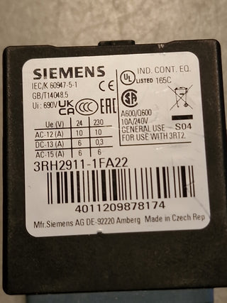 Siemens 3RH2911-1FA22 SIRIUS Hilfsschalterblock 2S+2Ö S00/S0 – Neu ohne OVP1