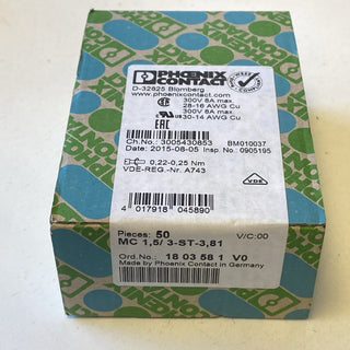 50x Phoenix Contact MC 1,5/ 3-ST-3,81 (Art.Nr. 1803581) Leiterplattenstecker – N