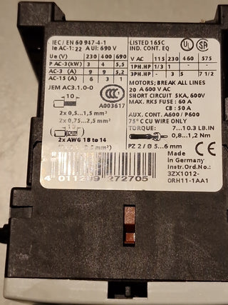 Siemens 3RV1011-1FA10 Leistungsschalter+3RT1016-1BB415
