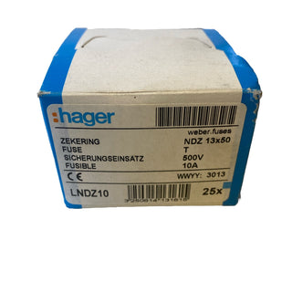 25x Hager LNDZ10 D-Sicherungseinsatz NDZ 10A 500V Träge (gG) – NEU & OVP0