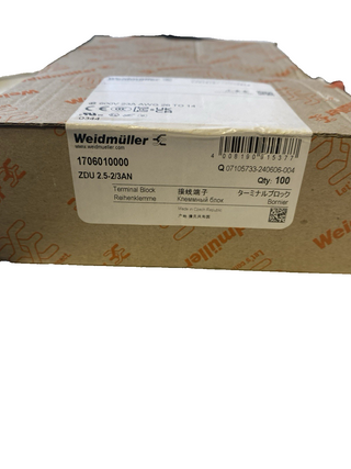 100x Weidmüller Durchgangs-Reihenklemme ZDU 2.5-2/3AN (Art.-Nr. 1706010000) – NE