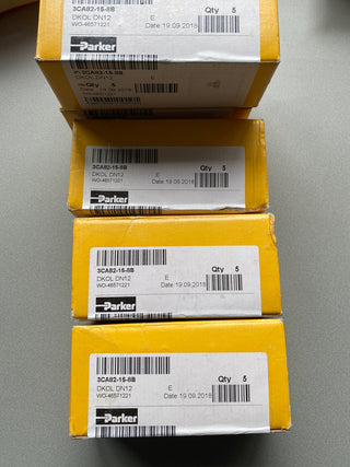 5x Parker Push-Lok® Armatur 3CA82-15-8B DKOL 15L (M22x1,5) x 1/2" Schlauch NEU1