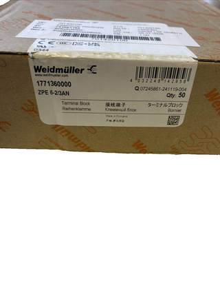 50x Weidmüller Schutzleiter-Reihenklemme ZPE 6-2/3AN (Art.-Nr. 1771360000) – NEU