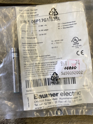 Baumer Induktiver Näherungsschalter IFRM 06P17G1/S35L – 3mm – PNP NO – NEU1
